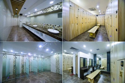 phòng tắm của phòng tập gym