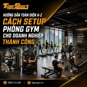 Phòng gym hiện đại sôi động với nhiều người đang tập luyện, thể hiện tiềm năng ngành fitness và setup phòng gym.