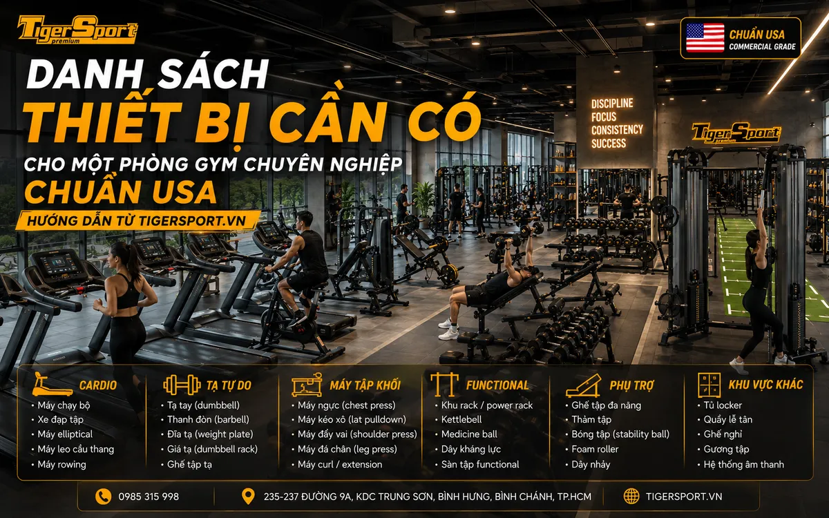 Khu vực máy Cardio phòng gym, máy chạy bộ, xe đạp tập, máy Elliptical, thiết bị tập tim mạch chuyên nghiệp.