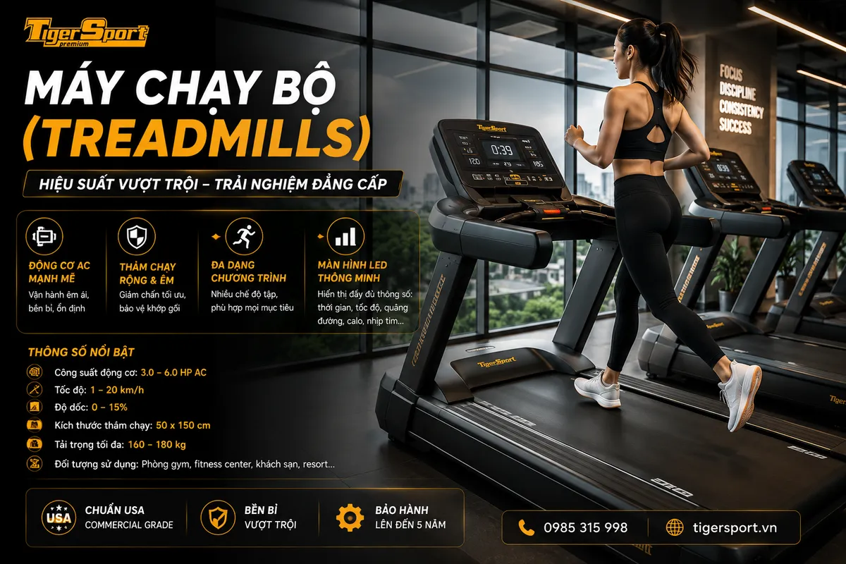 Máy chạy bộ chuyên nghiệp cận cảnh, treadmill hiện đại, thiết bị cardio cao cấp, người đang tập chạy.