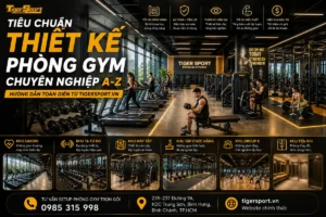 Hình ảnh tổng quan phòng gym hiện đại, tiêu chuẩn thiết kế phòng gym chuyên nghiệp với không gian rộng rãi và thiết bị cao cấp.