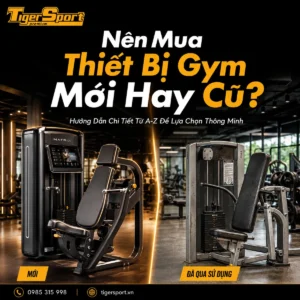 Hình ảnh so sánh thiết bị gym mới và cũ, minh họa lựa chọn nên mua thiết bị gym mới hay cũ cho phòng tập hoặc gia đình.