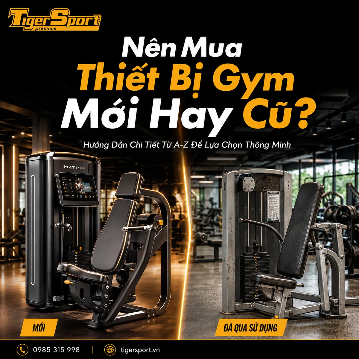 Hình ảnh so sánh thiết bị gym mới và cũ, minh họa lựa chọn nên mua thiết bị gym mới hay cũ cho phòng tập hoặc gia đình.