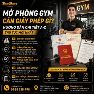 Hình ảnh tổng quan phòng gym hiện đại với người đang tập luyện, thể hiện sự chuyên nghiệp và an toàn khi mở phòng gym cần giấy phép gì.