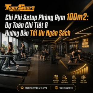 Thiết kế phòng gym hiện đại 100m2 thông minh, tối ưu không gian, chi phí setup.