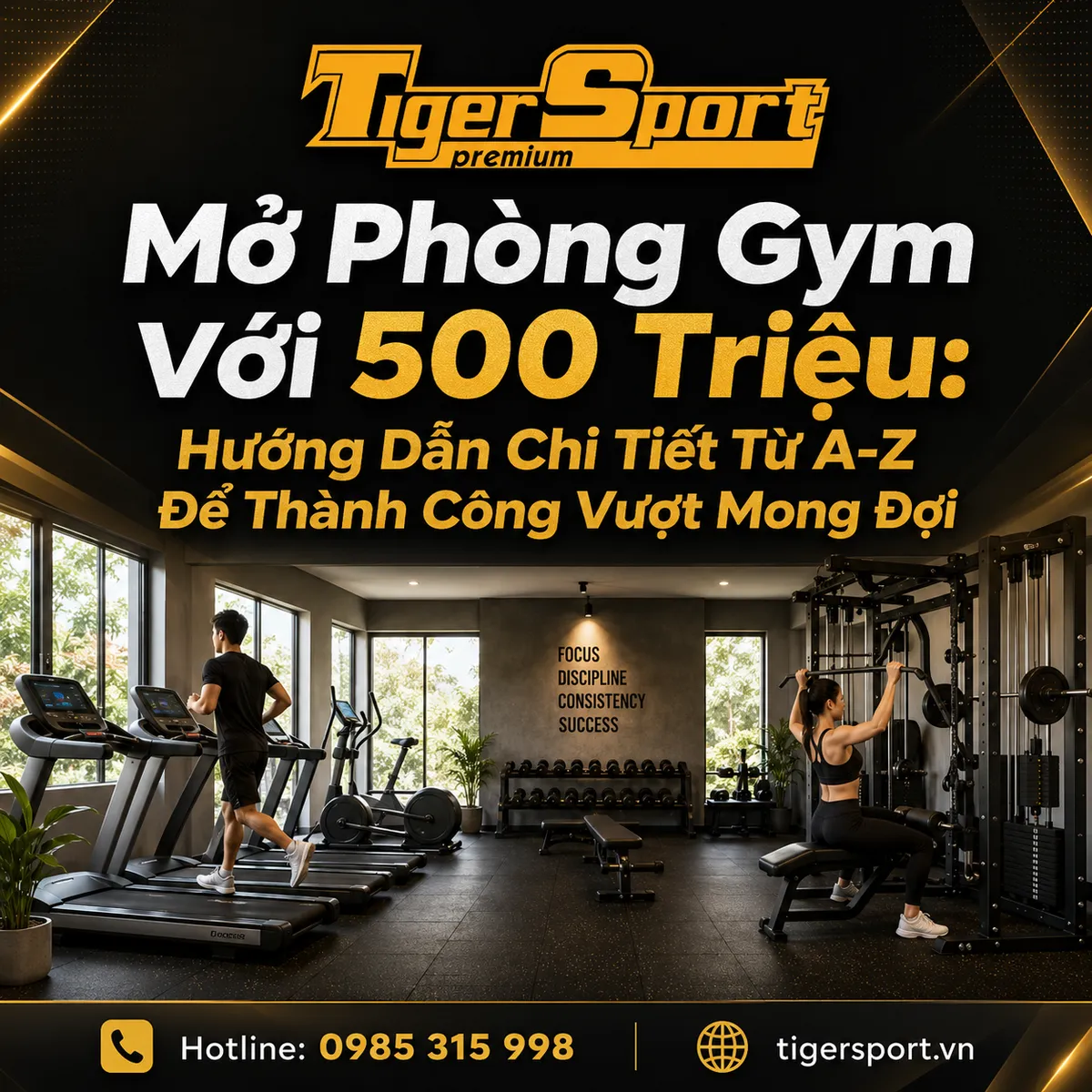 Phòng gym nhỏ gọn, hiện đại, tối ưu chi phí với thiết bị đa năng, phù hợp mở phòng gym với 500 triệu.