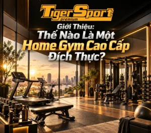 Hình ảnh tổng quan home gym cao cấp, hiện đại và sang trọng với các thiết bị đẳng cấp, không gian tập luyện tại nhà thoáng đãng.