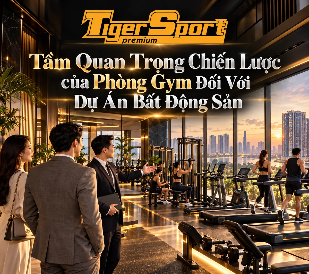 Infographic lợi ích phòng gym bất động sản, tăng giá trị tài sản, thu hút khách hàng, nâng cao chất lượng sống cư dân.