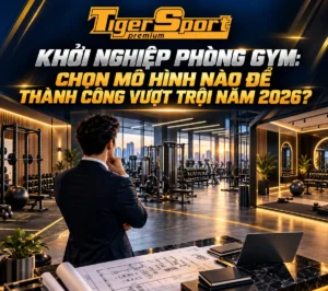 Hình ảnh phòng gym hiện đại với nhiều người tập luyện năng động, minh họa sự bùng nổ của ngành fitness tại Việt Nam và cơ hội khởi nghiệp phòng gym thành công.