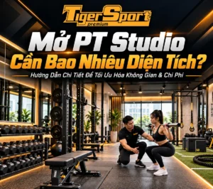 Hình ảnh PT Studio hiện đại, gọn gàng, chuyên nghiệp, minh họa cách thiết kế không gian tối ưu cho việc mở PT Studio hiệu quả, thu hút khách hàng.