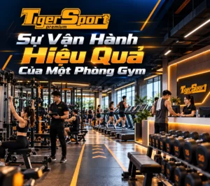 Hình ảnh toàn cảnh phòng gym hiện đại, sạch sẽ với đầy đủ thiết bị tập luyện chất lượng cao, thể hiện môi trường lý tưởng cho việc vận hành hiệu quả và thu hút hội viên.