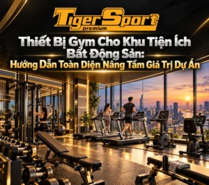 Phòng gym hiện đại trong khu căn hộ cao cấp, thiết bị gym thương mại, khung tập đa năng cho bất động sản.